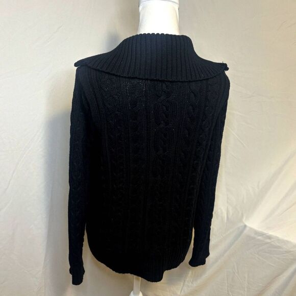 Ralph Lauren Black Half Zip Knitted Sweater Long Sleeve Collared Womens Vintage - Picture 6 of 8
